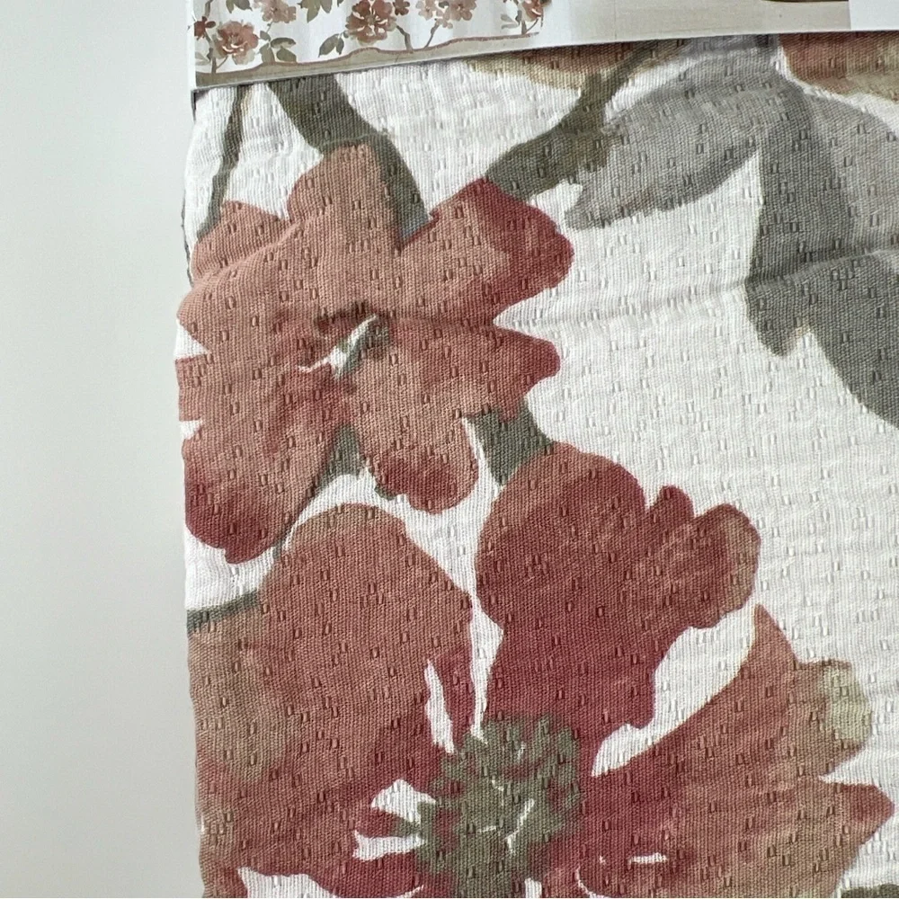 Le Printemps Floral Shower Curtain - Multi Color with Lace Trim - 100% Cotton